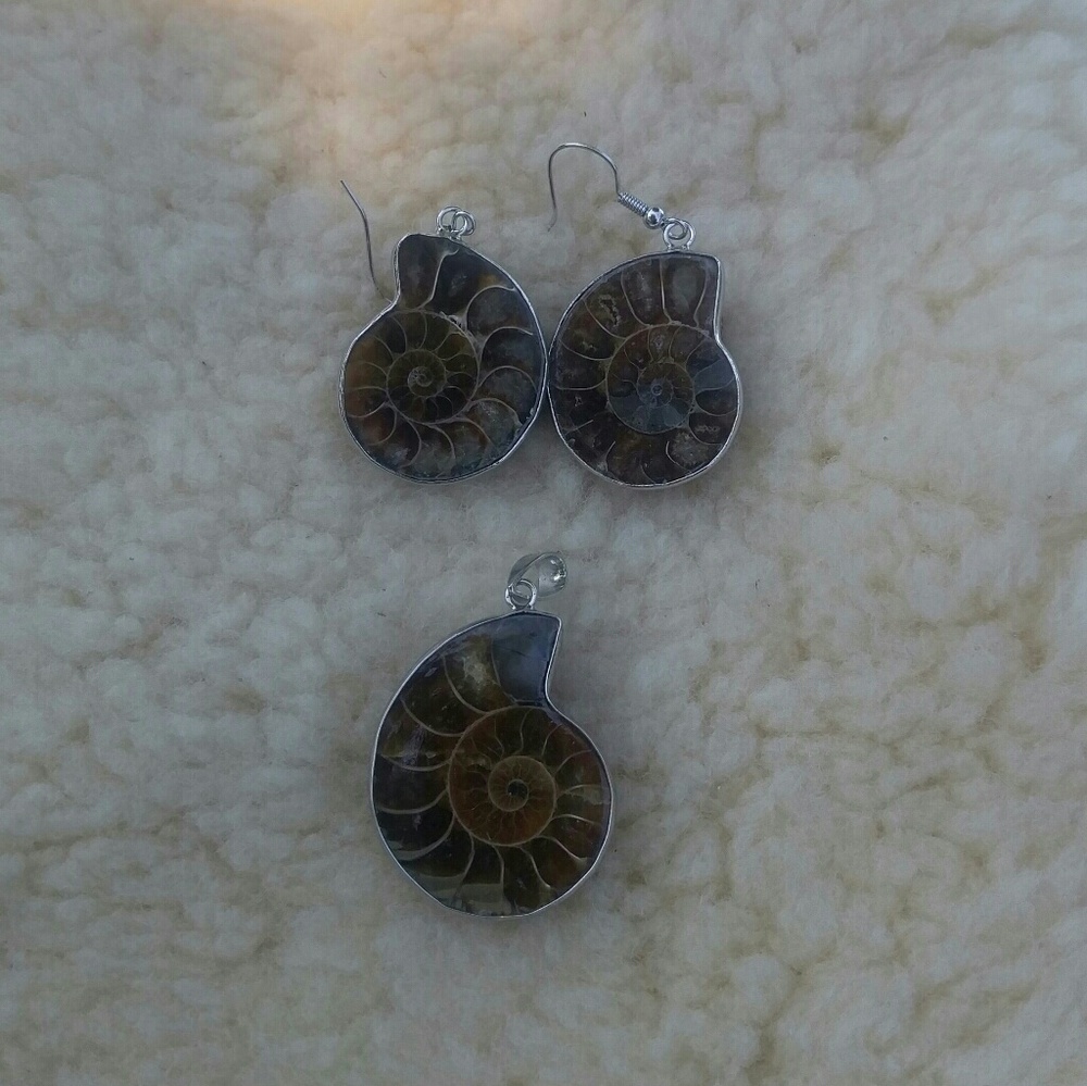 Shell pendant and earring set